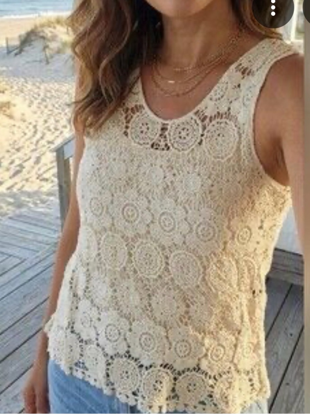 Solitaire Cream Crochet Lace Camisole